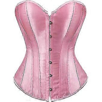 Gothic Satin Lace Up Boned Plus Size Women's Overbust Corsets with Shapewear Lingerie