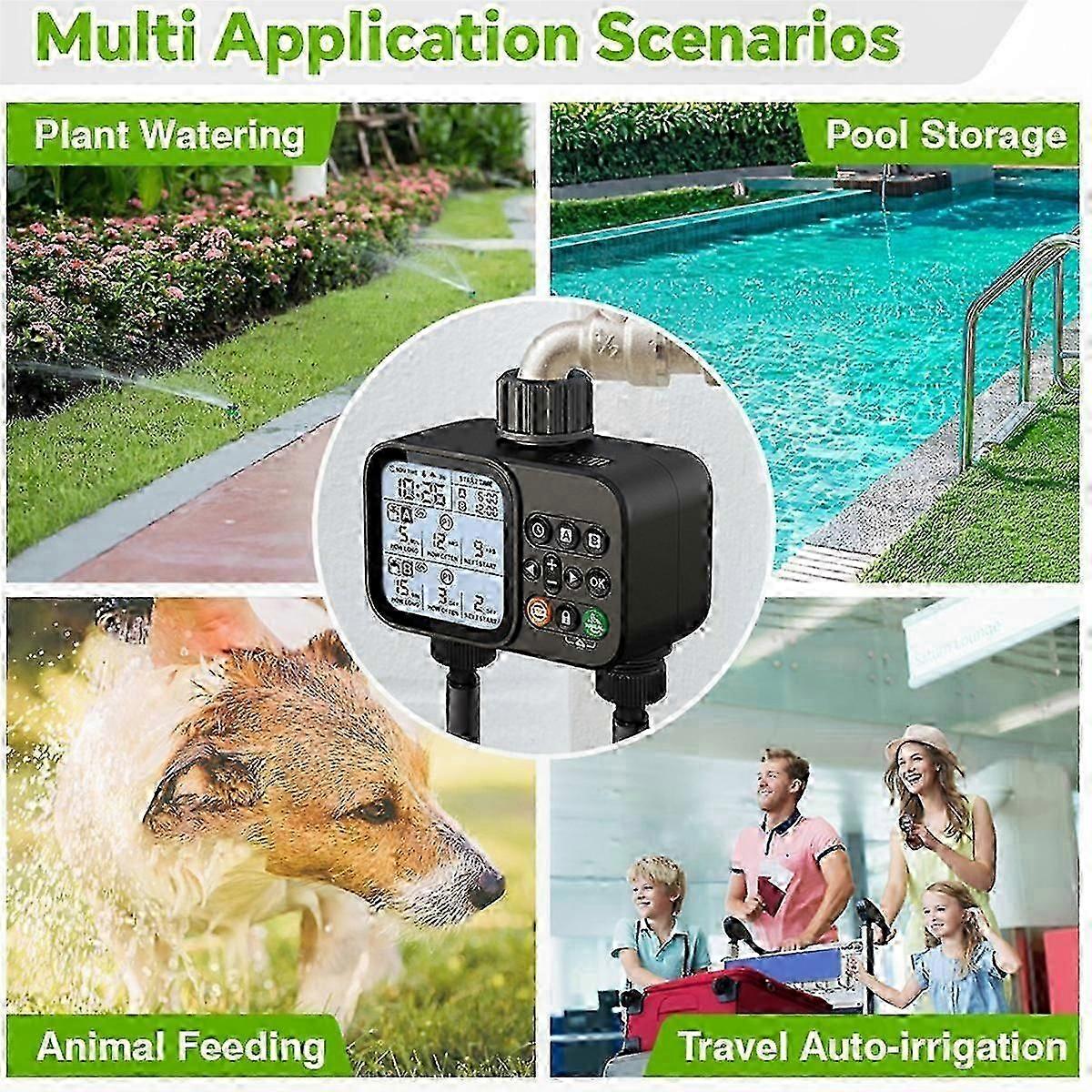 Smart LCD Solar Timer compatible with Garden Irrigation System Automatic Outdoor Watering Solution