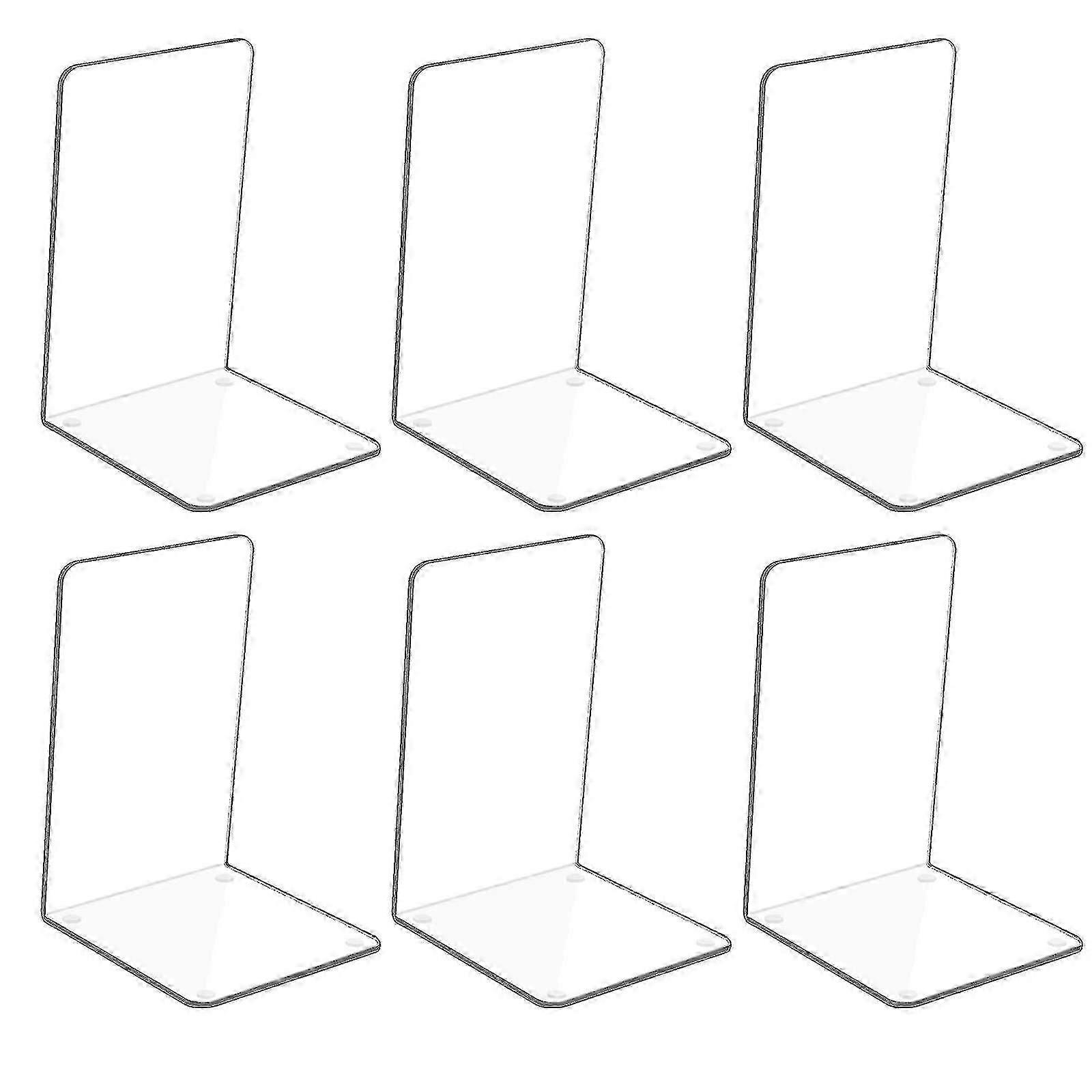 6pcs Clear Acrylic Bookends Set
