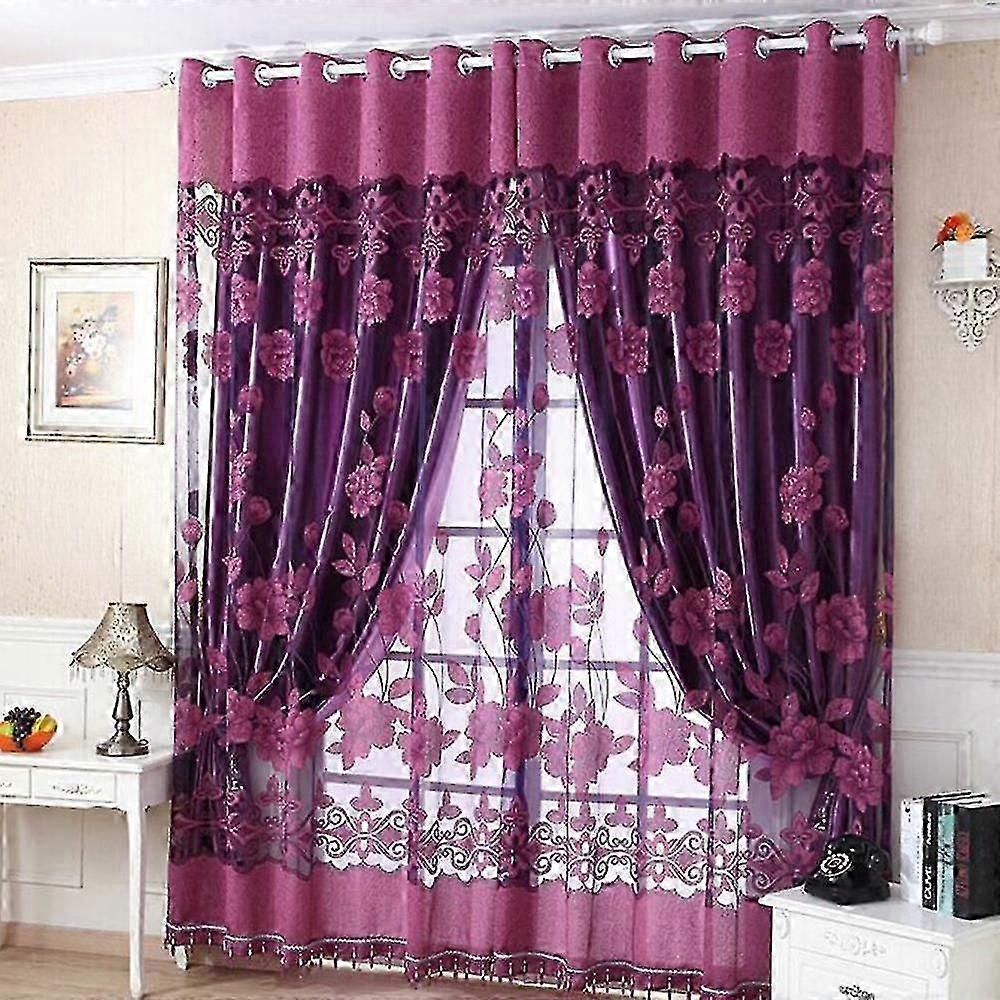 Floral Pattern Eyelet Curtain