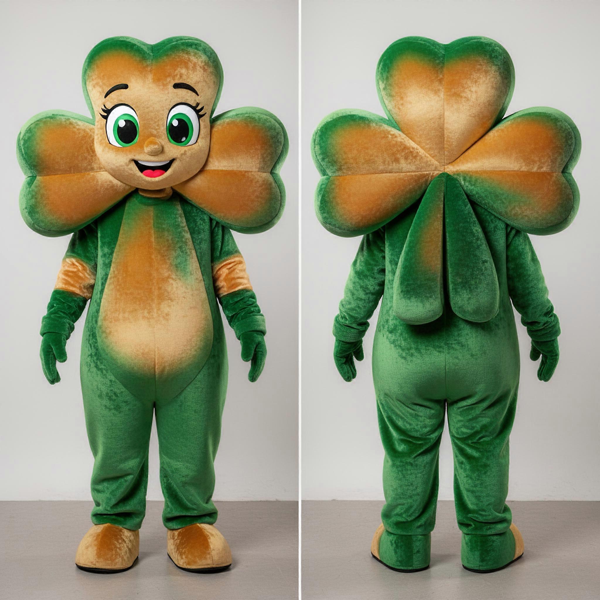 MASTICOT Gold Plush Four Leaf Clover Mascot