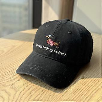 Amerikanischer Hut, Damen, blauer Cartoon-Hut, Hundestickerei, weiche Baseballkappe, vielseitig einsetzbar, kleine Kappe für große Kopfumfänge
