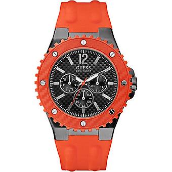 Guess cab clock.esf.neg.cor.sil.nj. Quartz Analog Man Watch with W11619G4 Rubber Bracelet