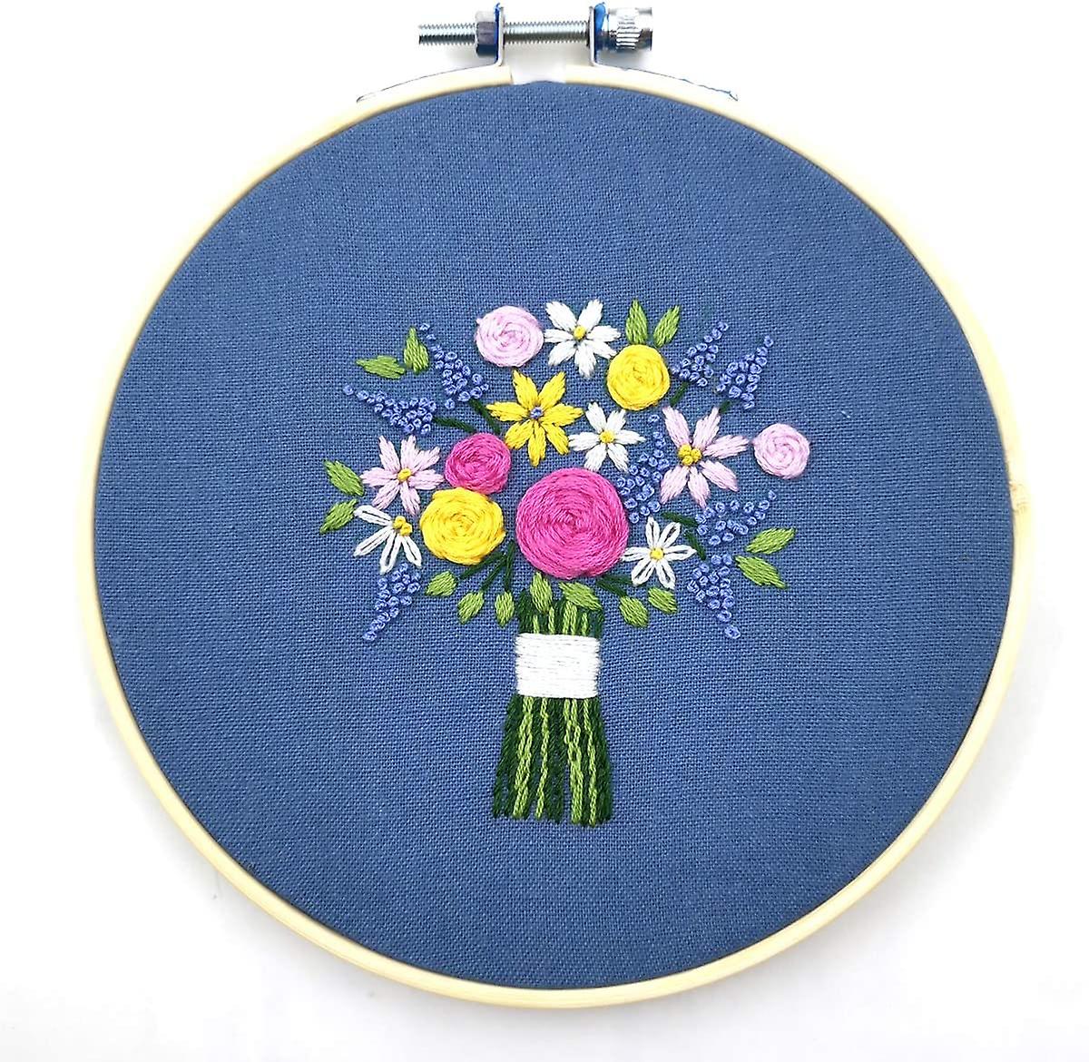 Stamped Embroidery Kit for Beginners with Pattern, Cross Stitch kit, Embroidery Starter Kit Including Embroidery Hoop, Color Threads and Embroidery Sc