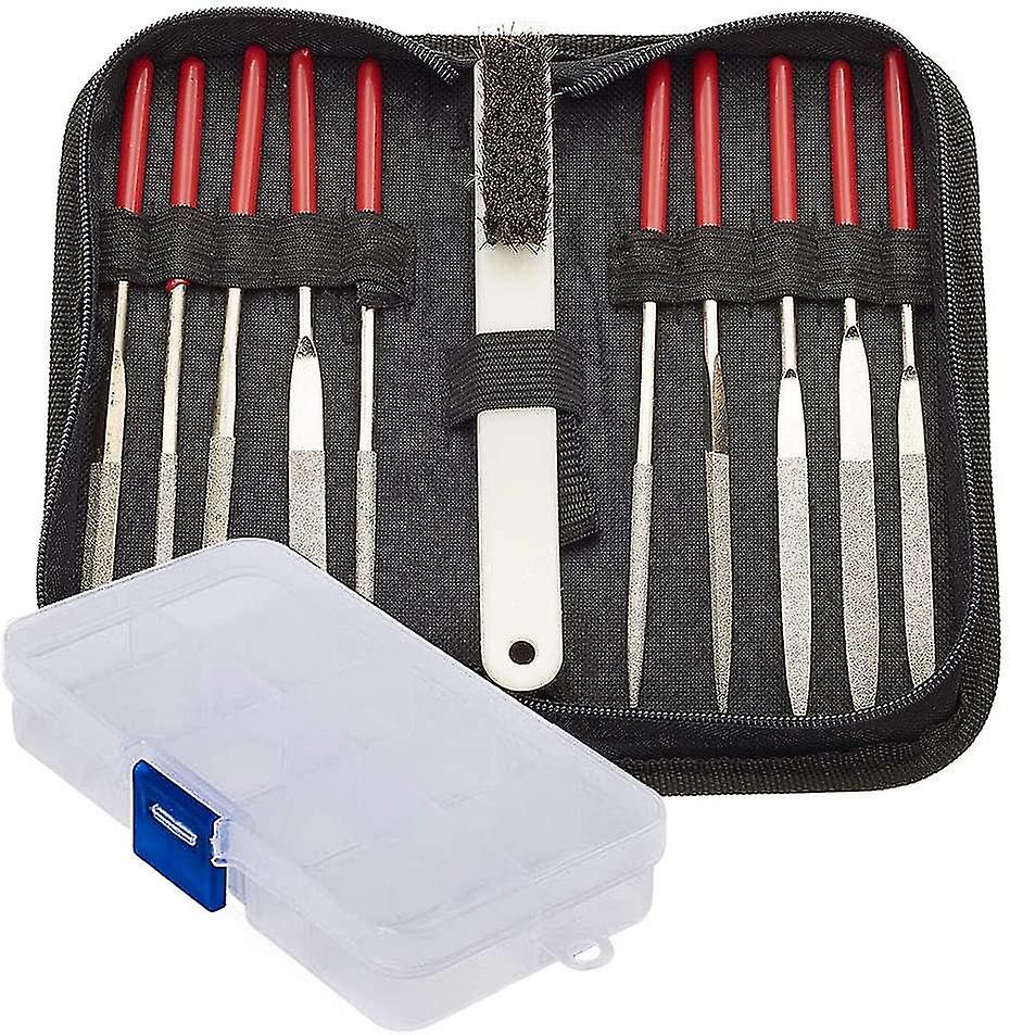 Diamond Needle File Set With Storage Box Clean Brush, Tool Kit For Sharpening And Deburrin