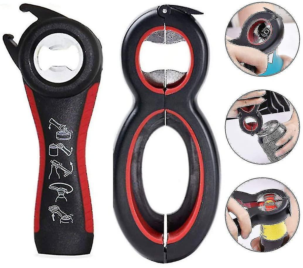 Multi Bottle Opener 2 Pieces Multi Bottle Can And Jar Grip Opener include 5 in 1