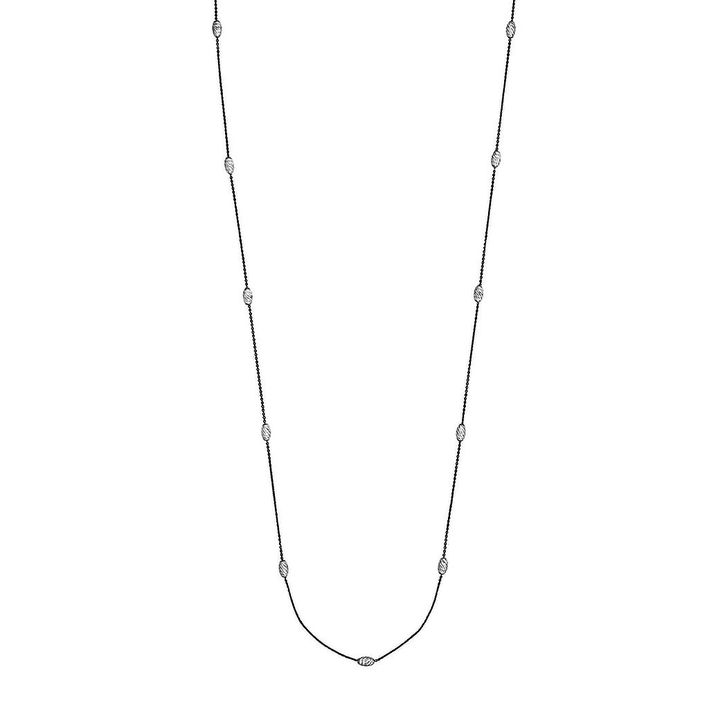 Colar longo e encantador em prata de lei 925 com banho de ródio e corrente preta de 91 cm (36 polegadas).