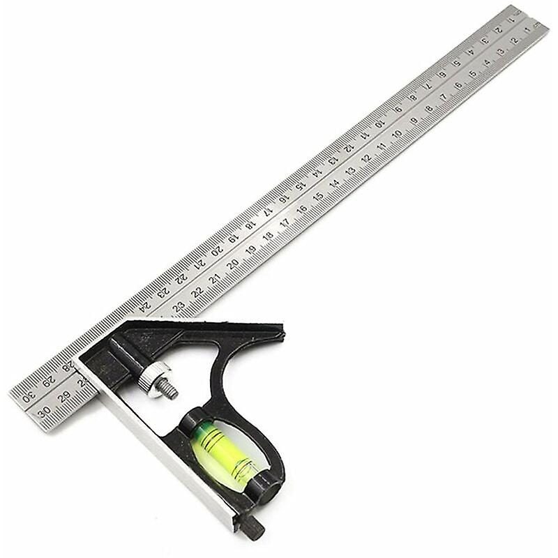Combination Square 300mm Stainless Steel Combination Angle Ruler Square Combination Measuring Tools (Black)