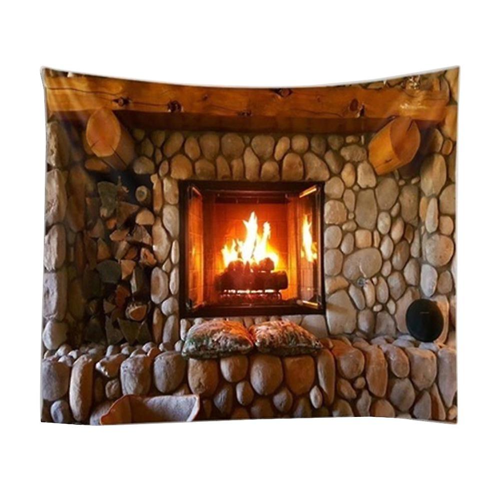 ZHOUBA Stone Fireplace Pattern Wall Art Hanging Tapestry Room Bedspread Blanket Decor