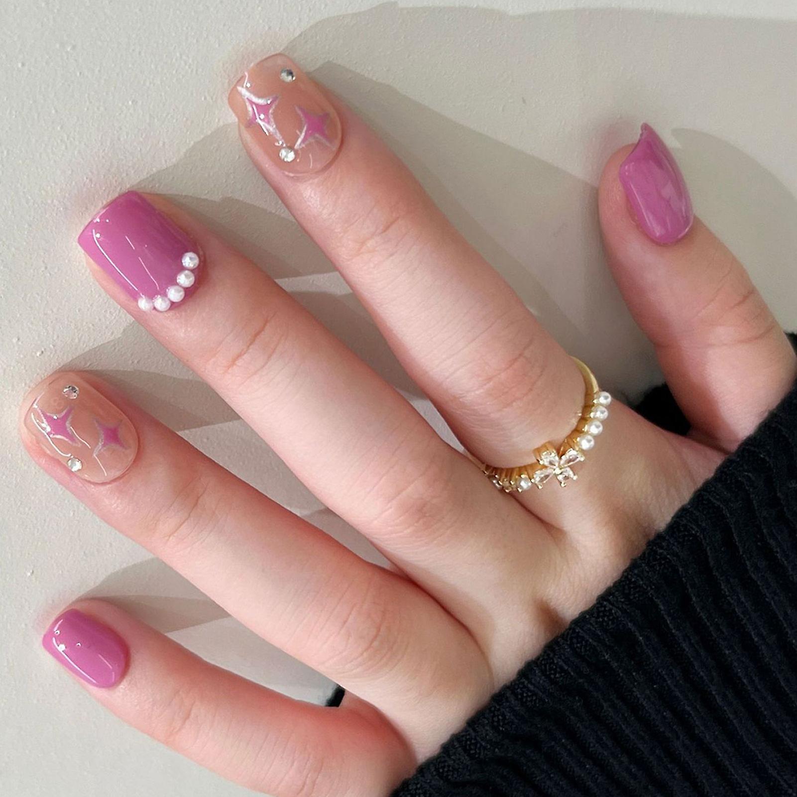 Small Pearl Decoration Fake Nails Moderate Thickness Com