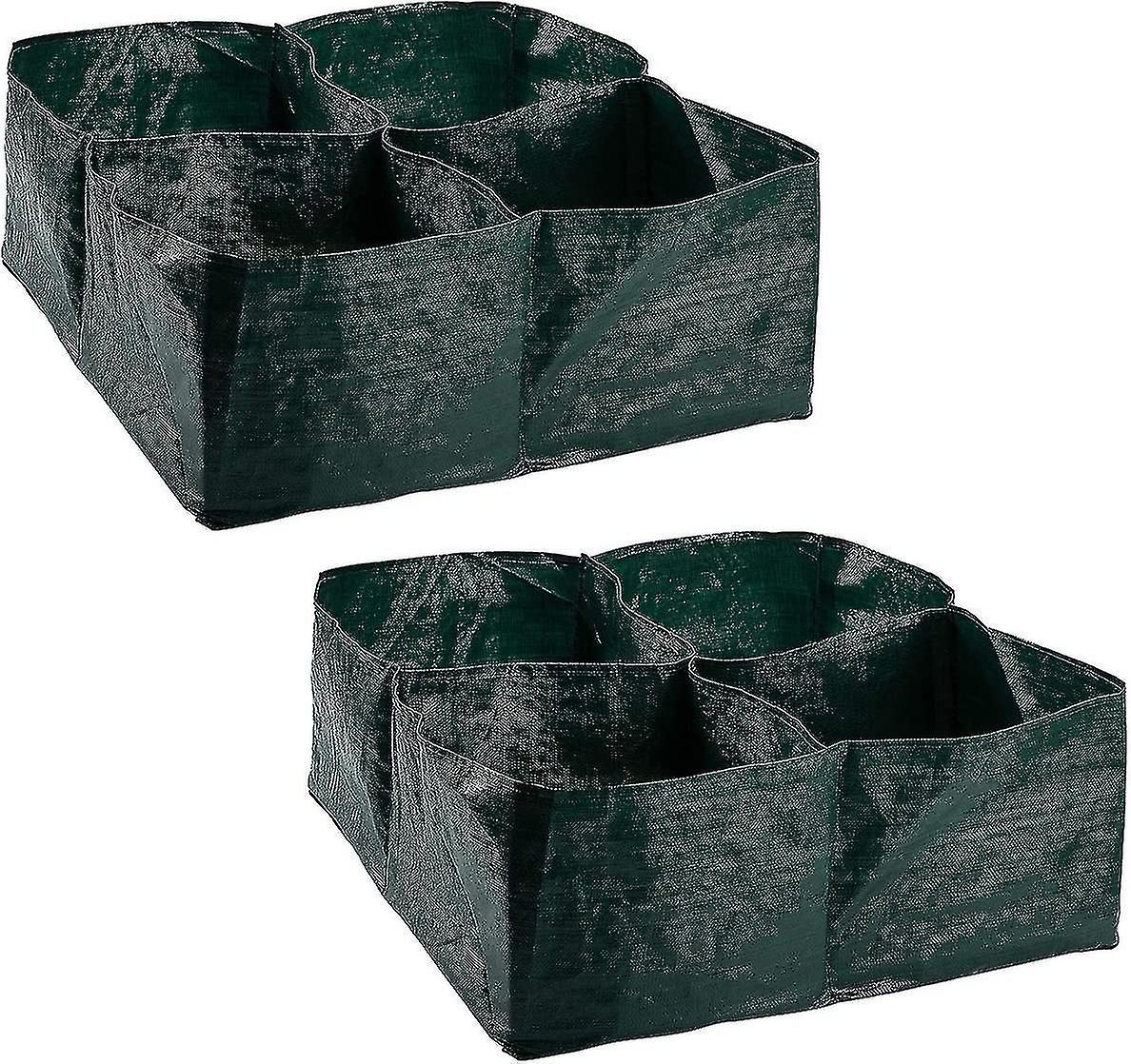 Raised Garden Pots Fabric Bed, 4 Divided Grids Durable Square Planter Planter Pots For Carrots Onion