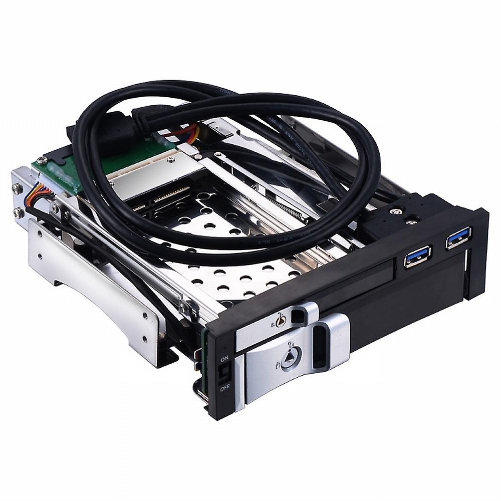 5.25 inch Internal Dual Slot Hard Disk Case 2.5+3.5 inch SATA HDD/SSD Enclosure Tool-free Design wit