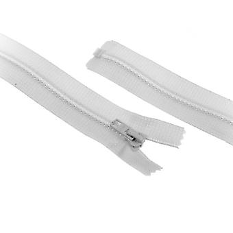 Minerva Plastic Chunky Open End Zips White - 55 cm - each