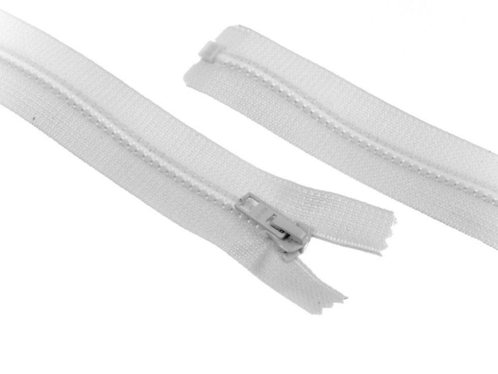 Minerva Plastic Chunky Open End Zips White - 55 cm - each