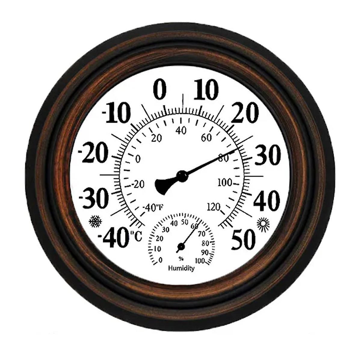 20cm Antique Indoor Outdoor Thermometer Hygrometer Temperature Humidity Meter Wall Clock Thermomete