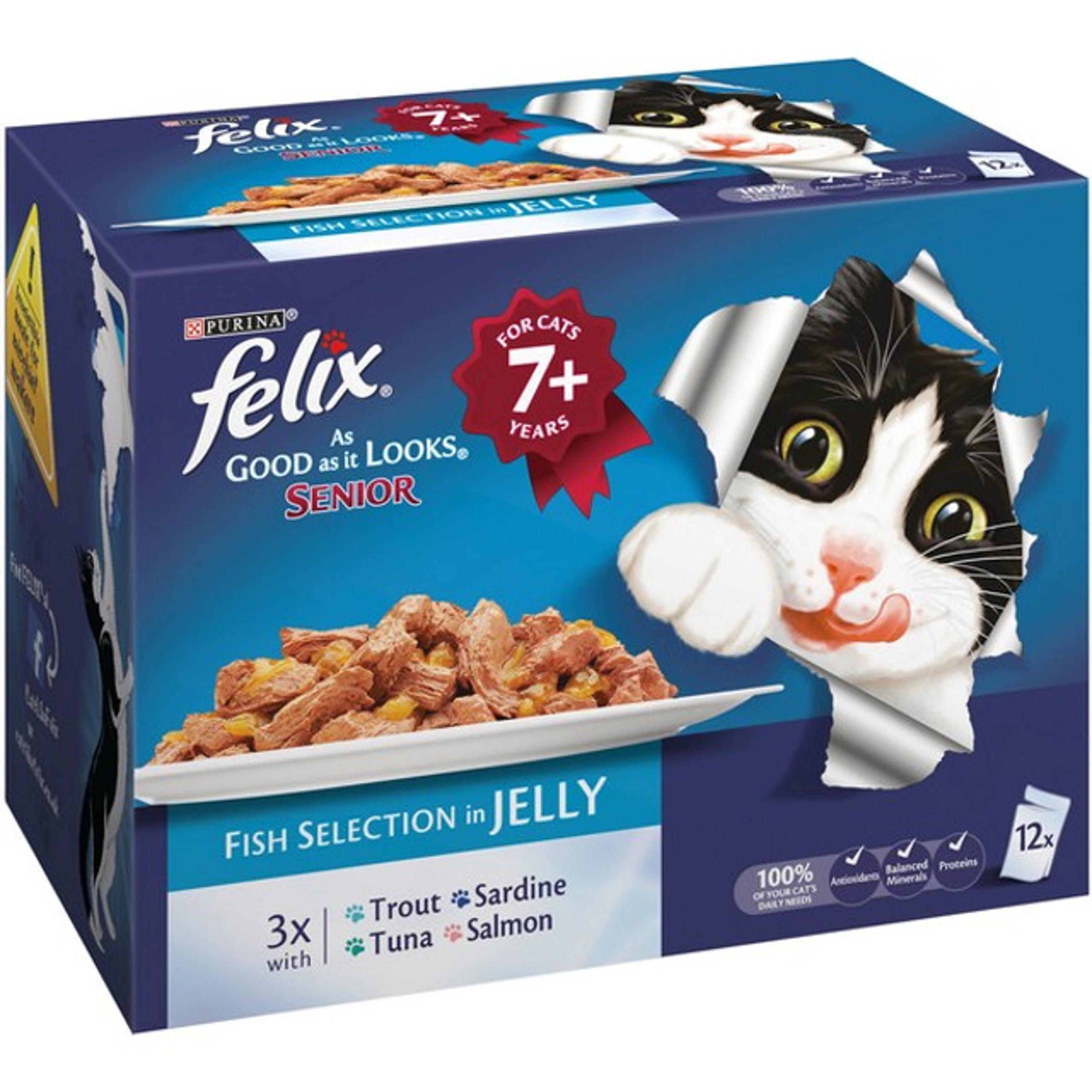 Felix Senior Mixed Variety Fish Cat Food (12 Pack) 4 x 100g