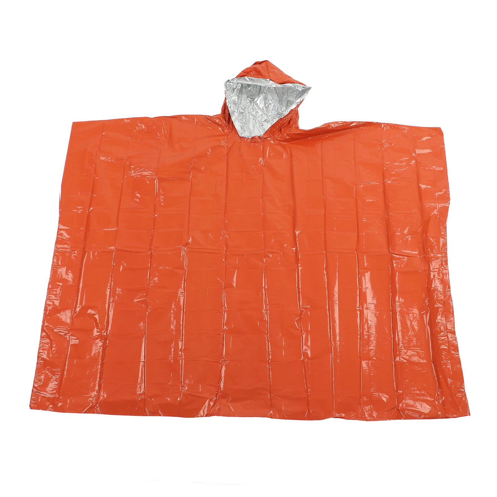 Orange Reusable Emergency Poncho, Waterproof and Insulated, Blanket for Outdoor Survival and Camping, 100 x 127 cm