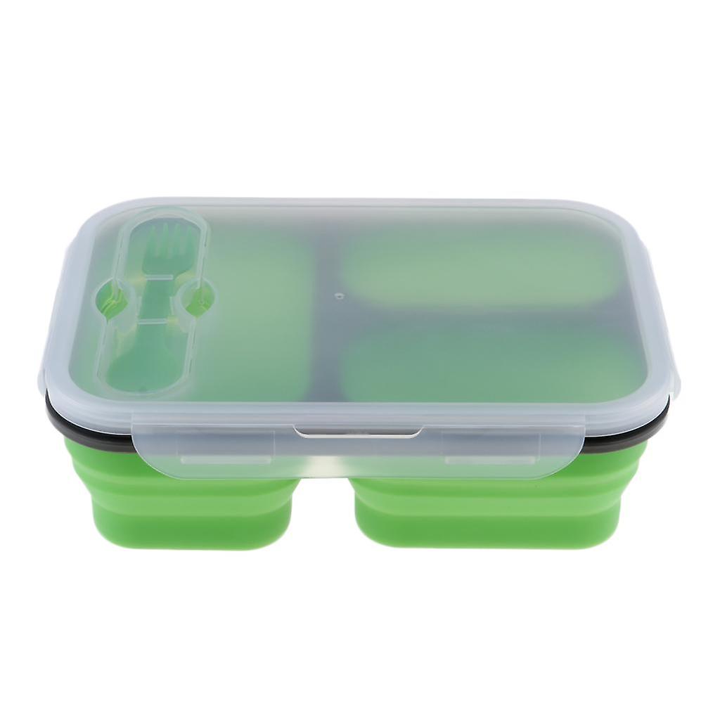 2/3 Comparment Reusable Silicone Bento Lunch Box For Camping Travel Picnic 2 Grid Red