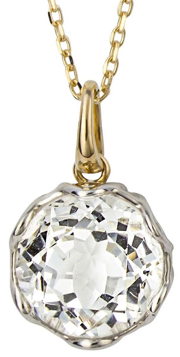 Elements Gold Round Topaz Pendant - Gold/White