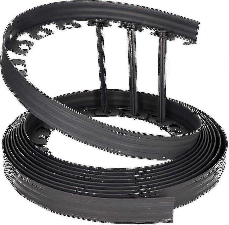 Lineborder - Flexible Lawn Edging - Plastic - 30 Pegs - Length: 10 M - Height: 5 Cm - Gray