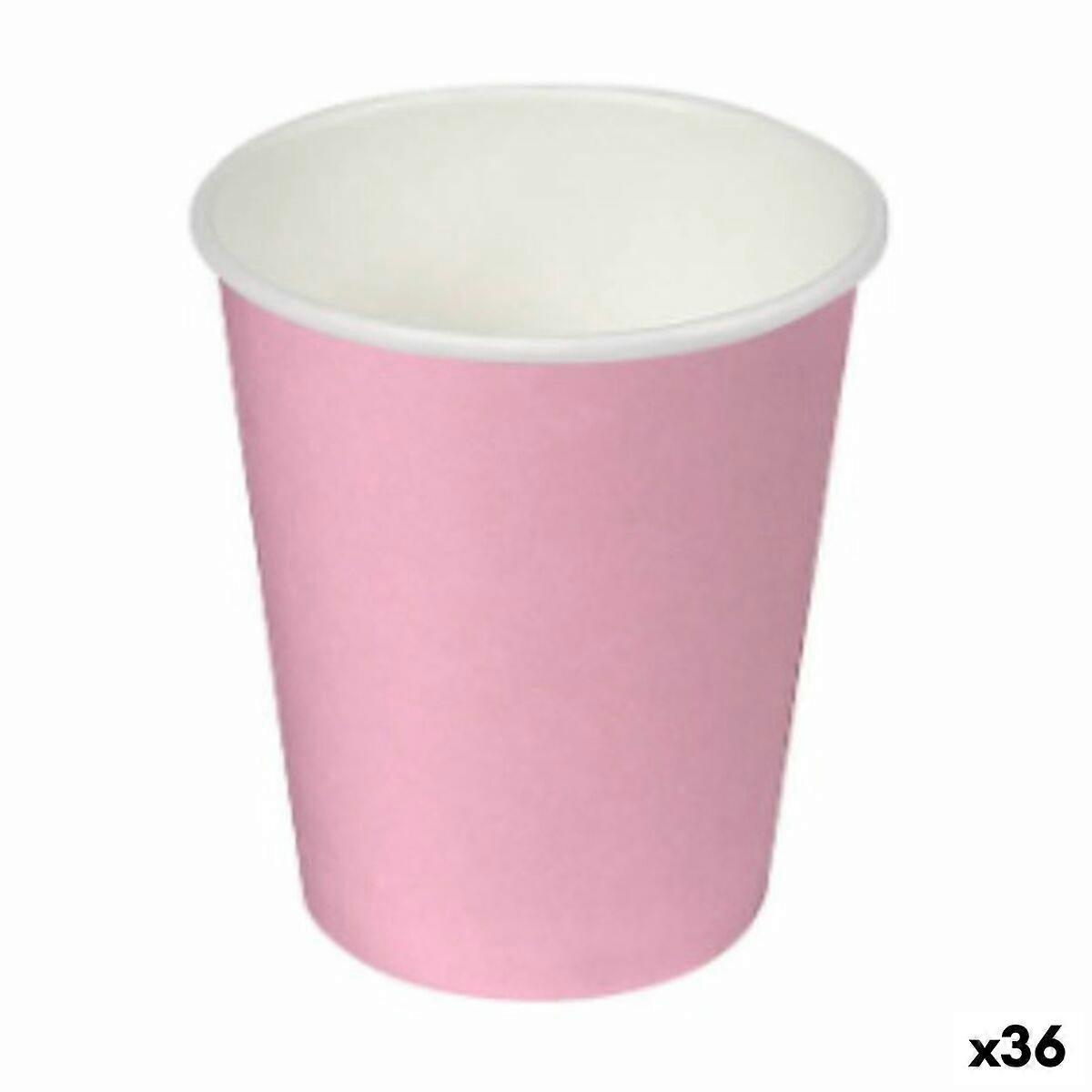 Plate set Algon Cardboard Disposable Pink (36 Units)