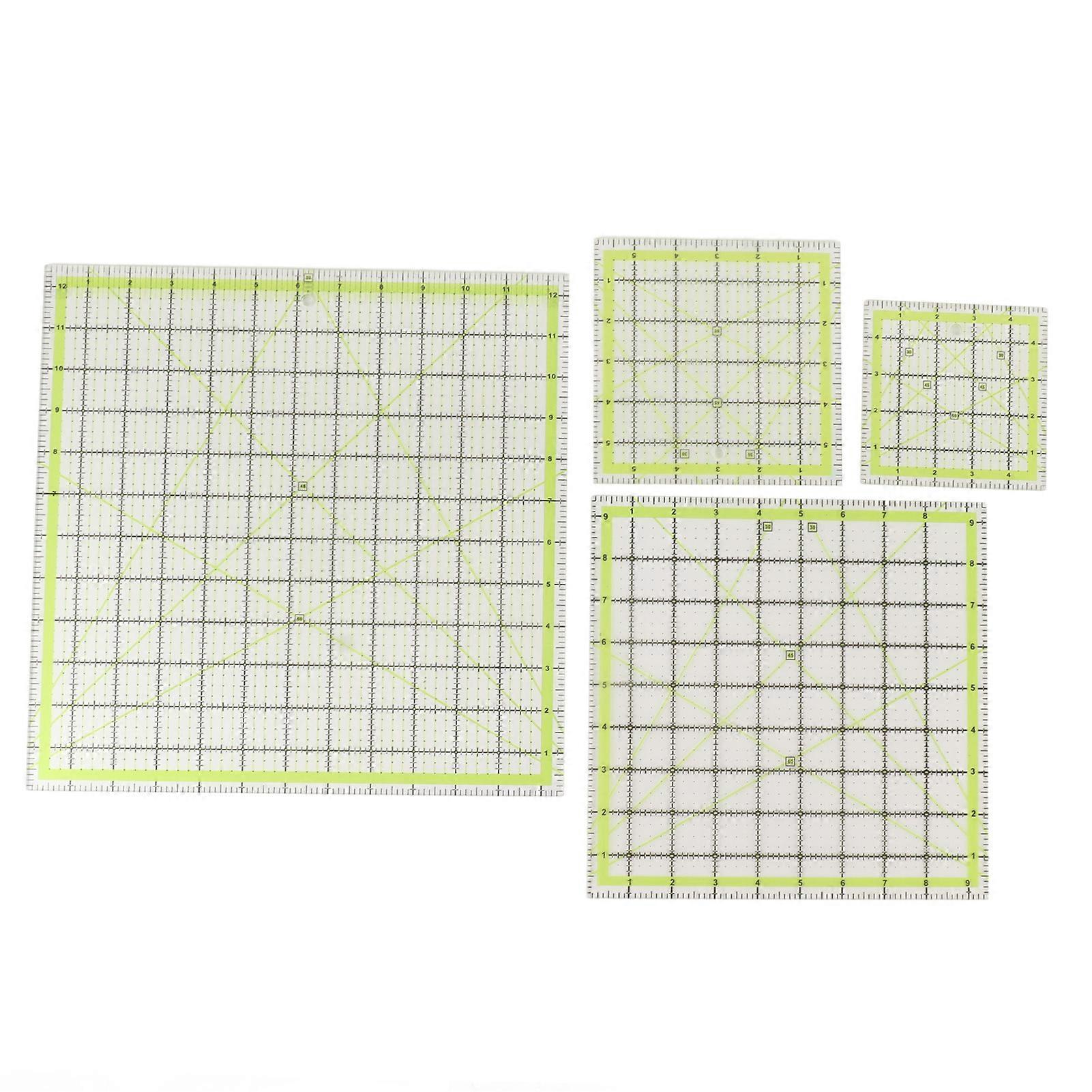 4pcs Acrylic Quilting Ruler Quadrate Grid Lines Double Color Clear Ironing Ruler for Cutting Fabric for Measurements 