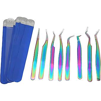 Professional Eyelash Extension Tools - Premium Stainless Steel Lash Tweezers Set for Volume Lash Grafting Kit with Ergonomic Design