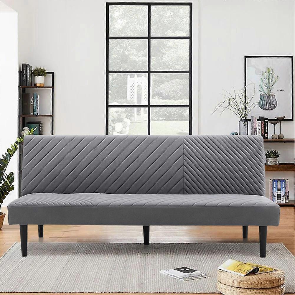 Upholstered Sofa Bed 3-Seater Armless Sofa Couch Sleeper