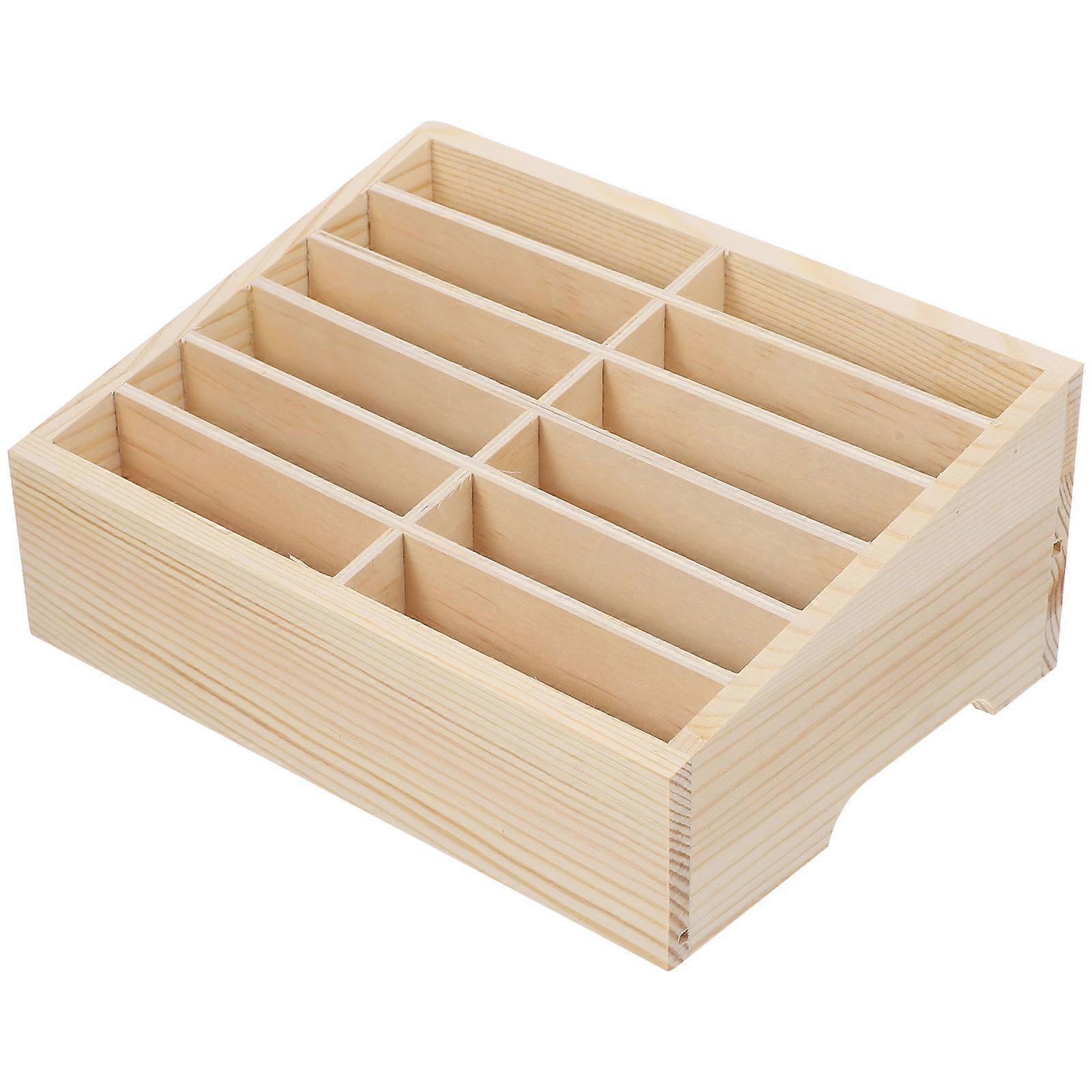 Office Mobile Phone Organizing Box Wooden Multi-grid Cell Phone Storage Box