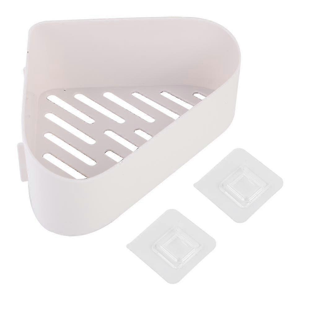 Bathroom Shelf Wall Hanging Storage Rack - Triangle Shape (White)