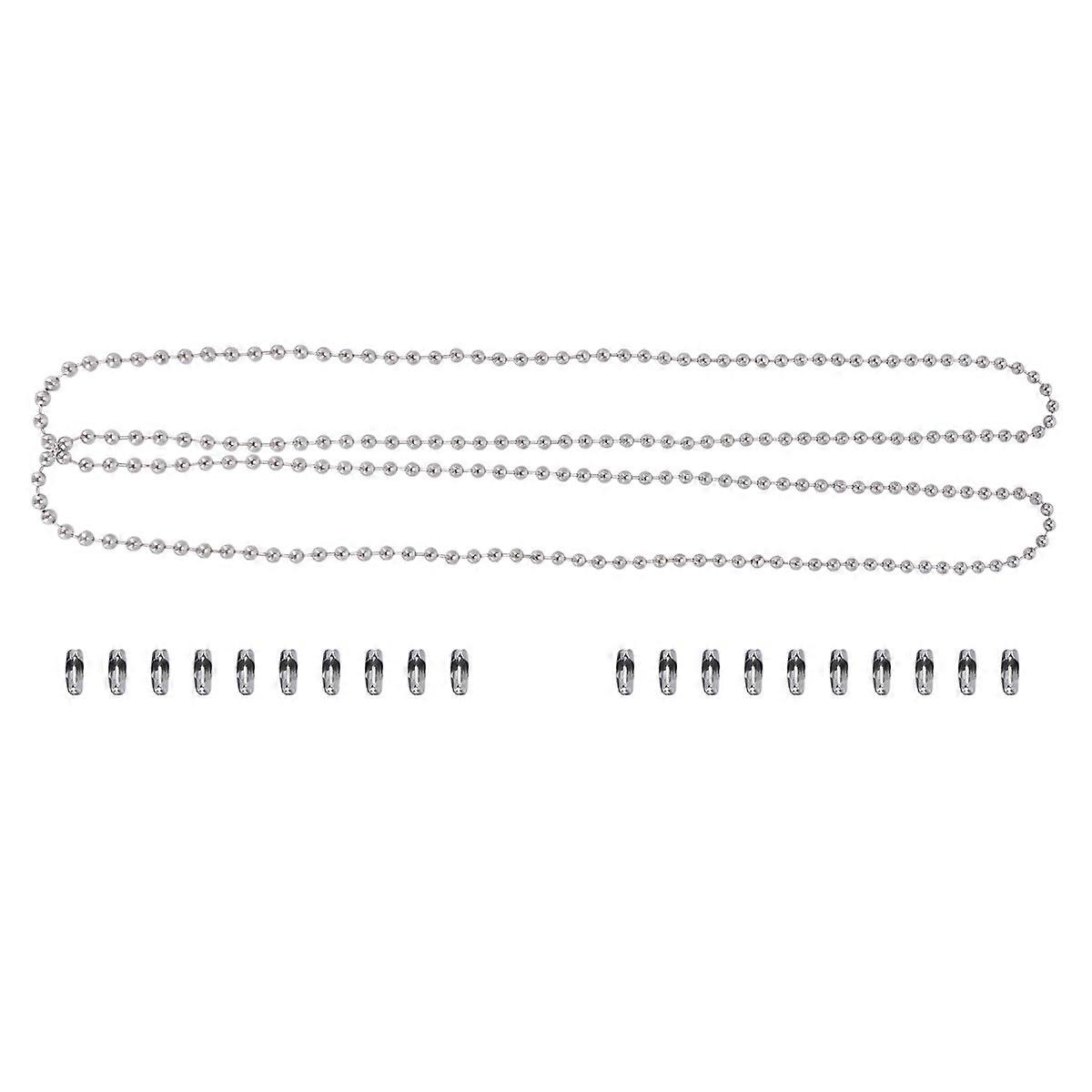 1m Replacement Pull Chain Switch Metal On-off Chain with 20 PCS Buckles for Ceiling Fan Light Lamp (Silver)