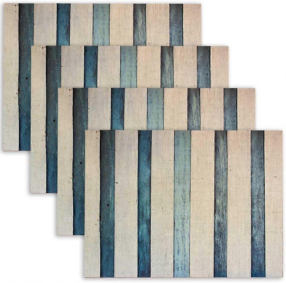 Placemats Set of 4 Abstract Blue White Wood Texture 18"X12" Table Placemats Dining Table Mats for Kitchen Dining Table Party