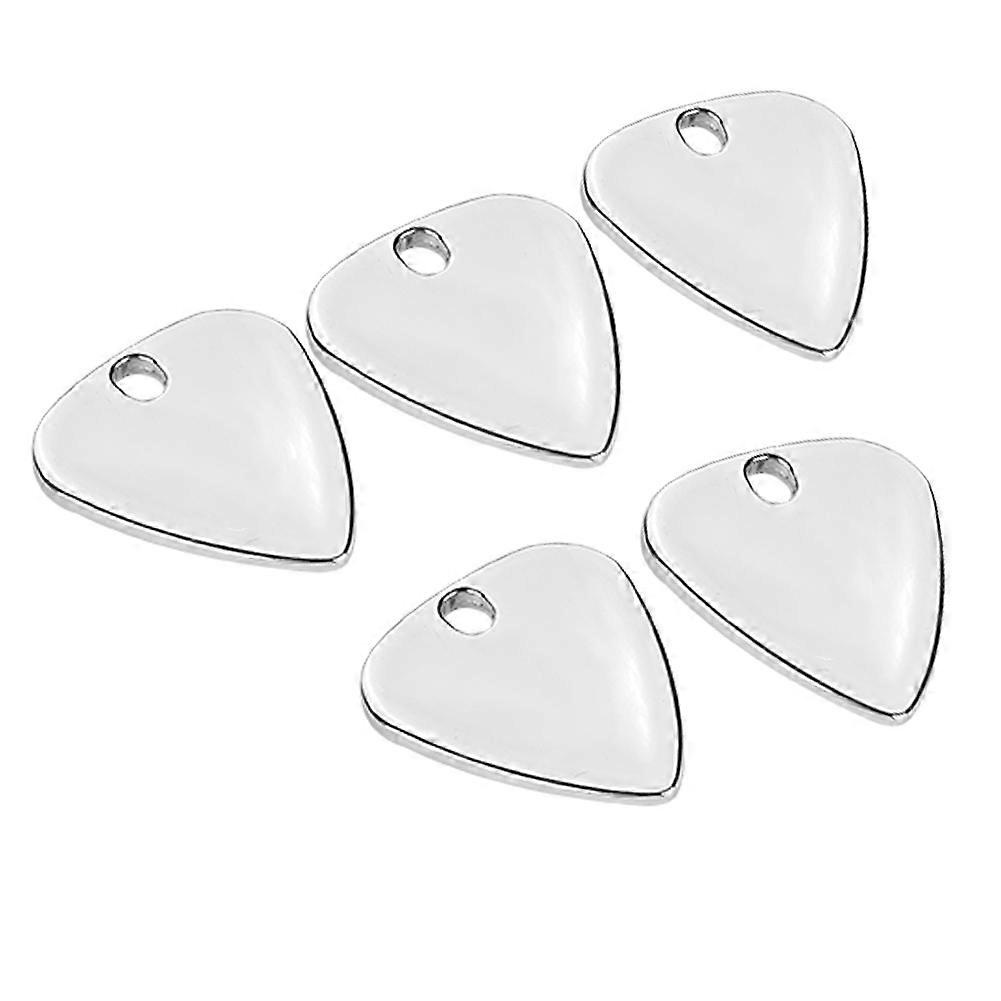 5 Pcs Metal Pick Plectrum For Guitar Musical Instruments Accessory(silver)