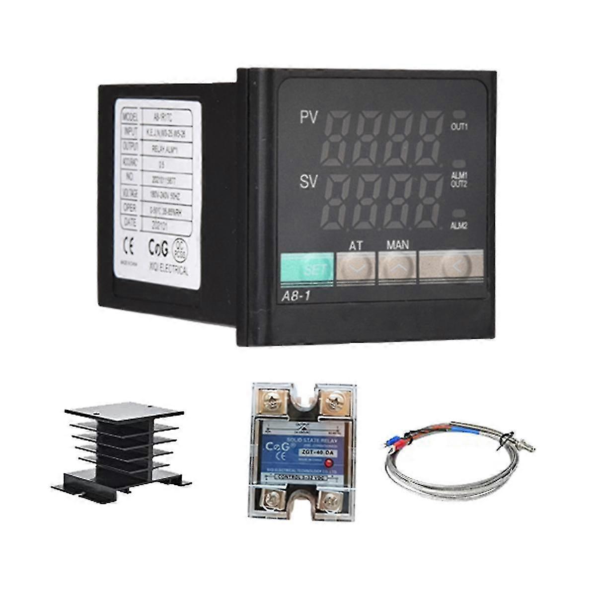 Temperature Controller Kit 100-240 Voltage With 40da Solid State Relay, K Type Thermocouple Probe