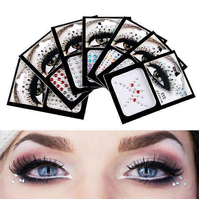 7Packs Face Crystal Stickers Temporary Tattoo Party Makeup