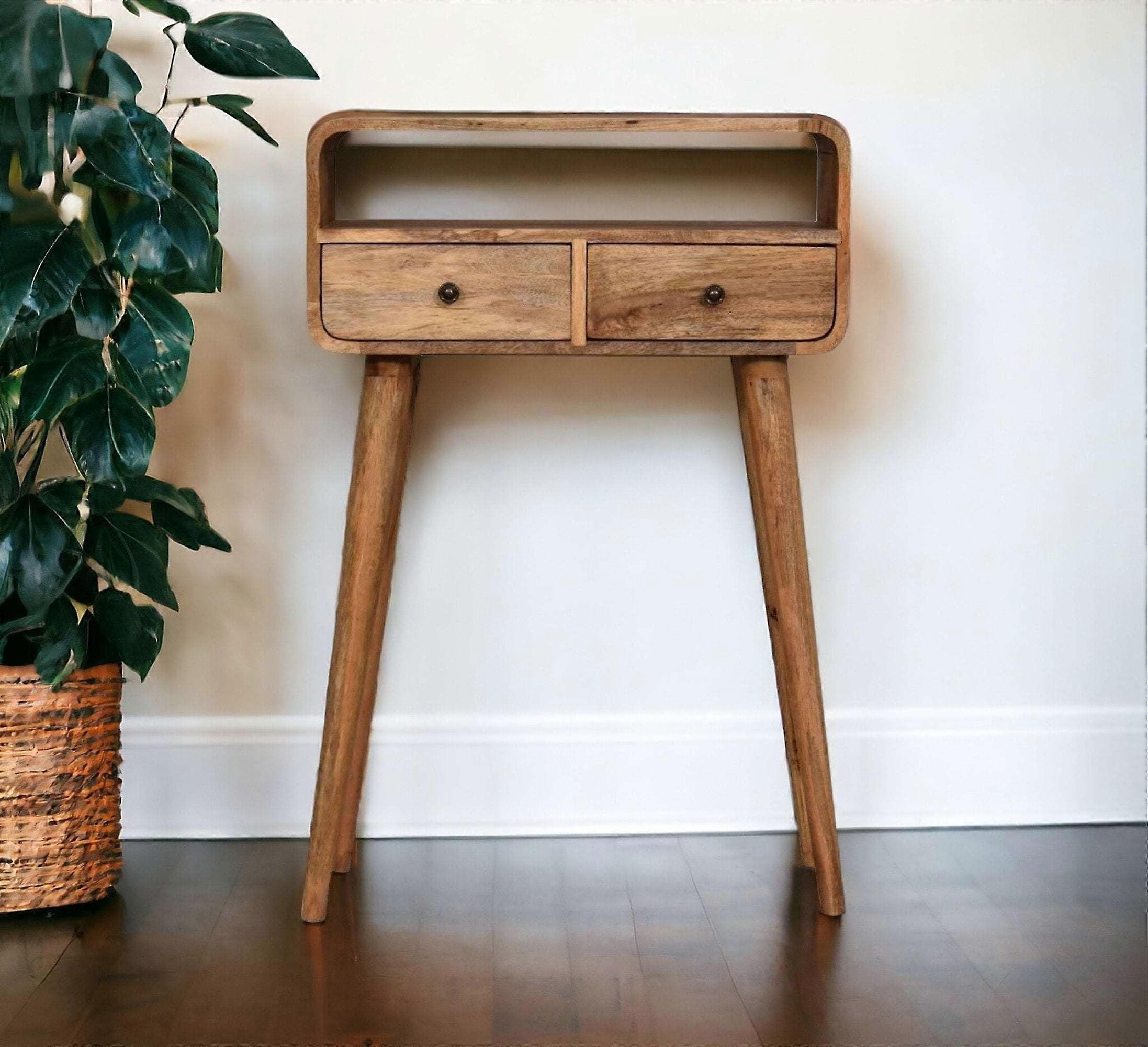 Small Curved Console Table With 2 Drawers