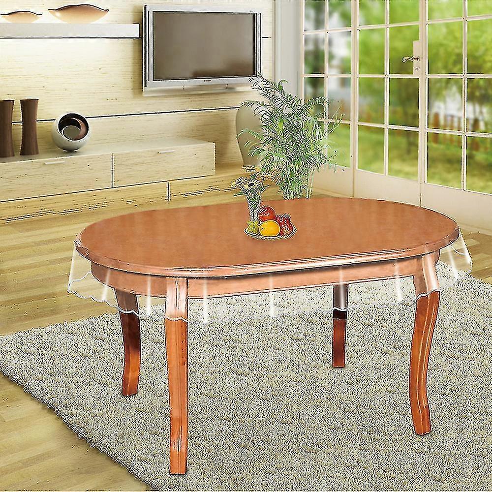 Clear Vinyl Tablecloth Protector Oval Kitchen Waterproof Transparent Plastic Table Cover Oval