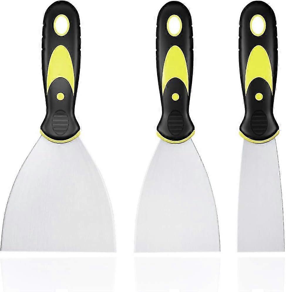 3 pieces rustproof putty knife spatula set, stainless steel painting spatula with plastic handle, rustproof plasterer spatula, scraper palette knife s