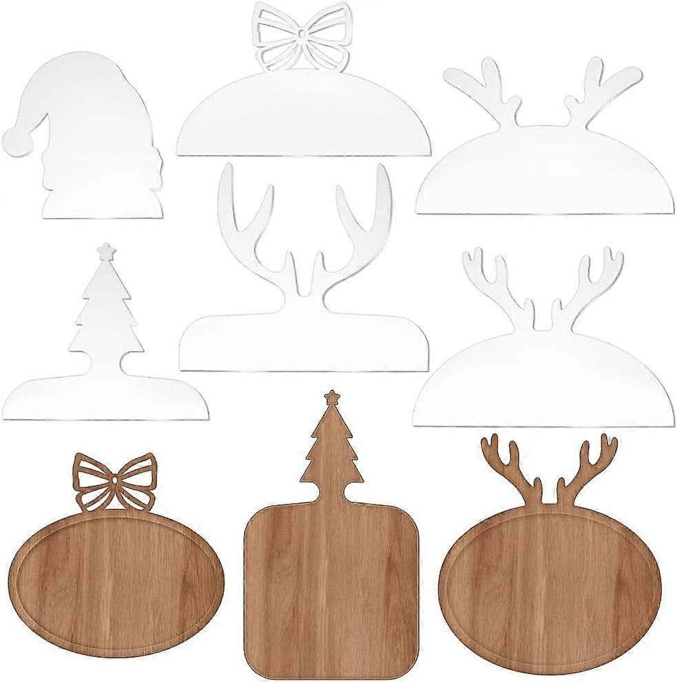 6Pcs Acrylic Router Template Christmas Theme Transparent Template Christmas Stencils Guide Tool Cutting Board Templates for Woodworking Craft Supplies