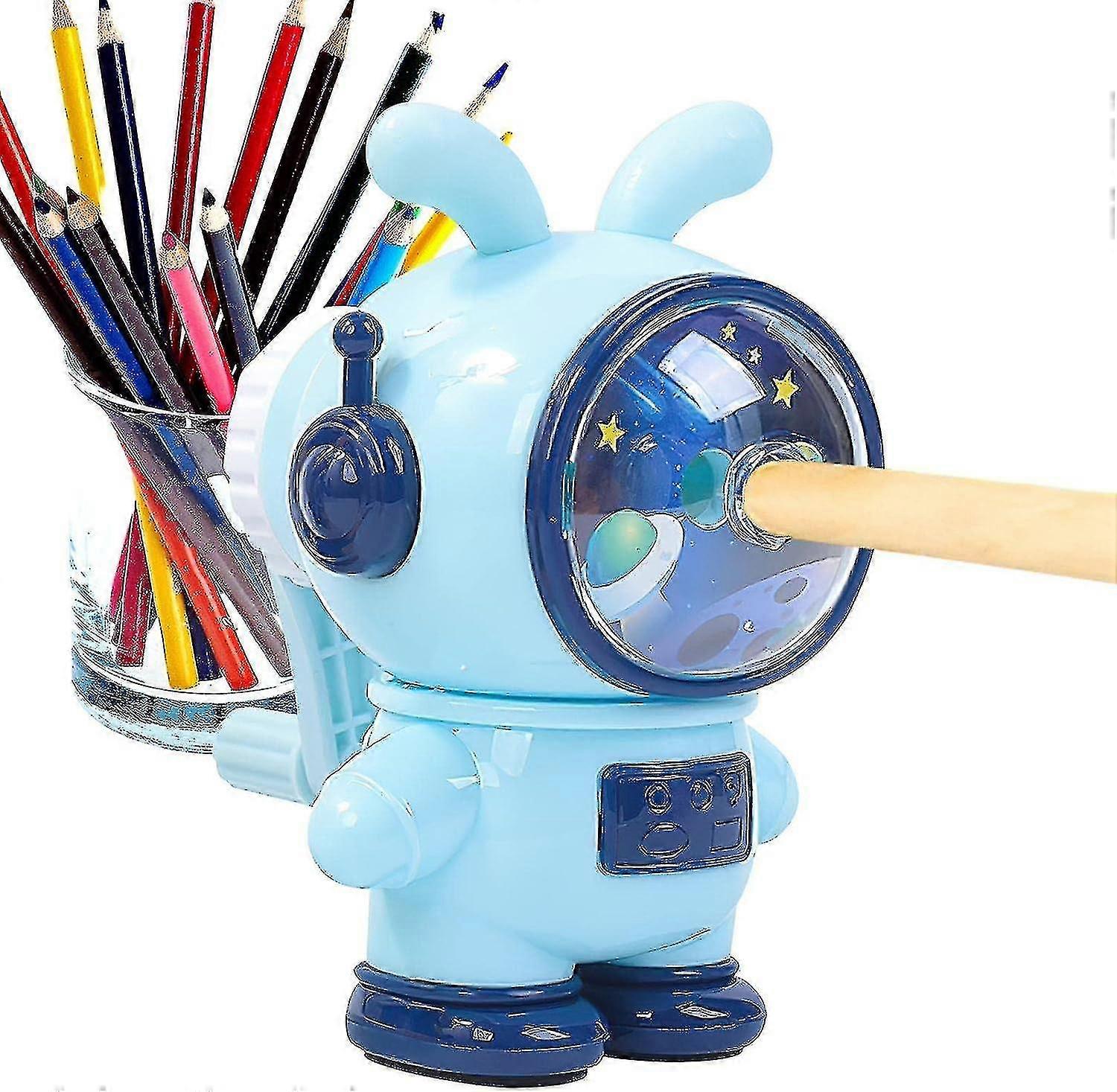 Pencil Sharpeners, 3 Gears Adjustable Colored Pencil Sharpener, Space Rabbit Shape High Capacity Shavings Tray, Manual Pencil Sharpener-Yvan