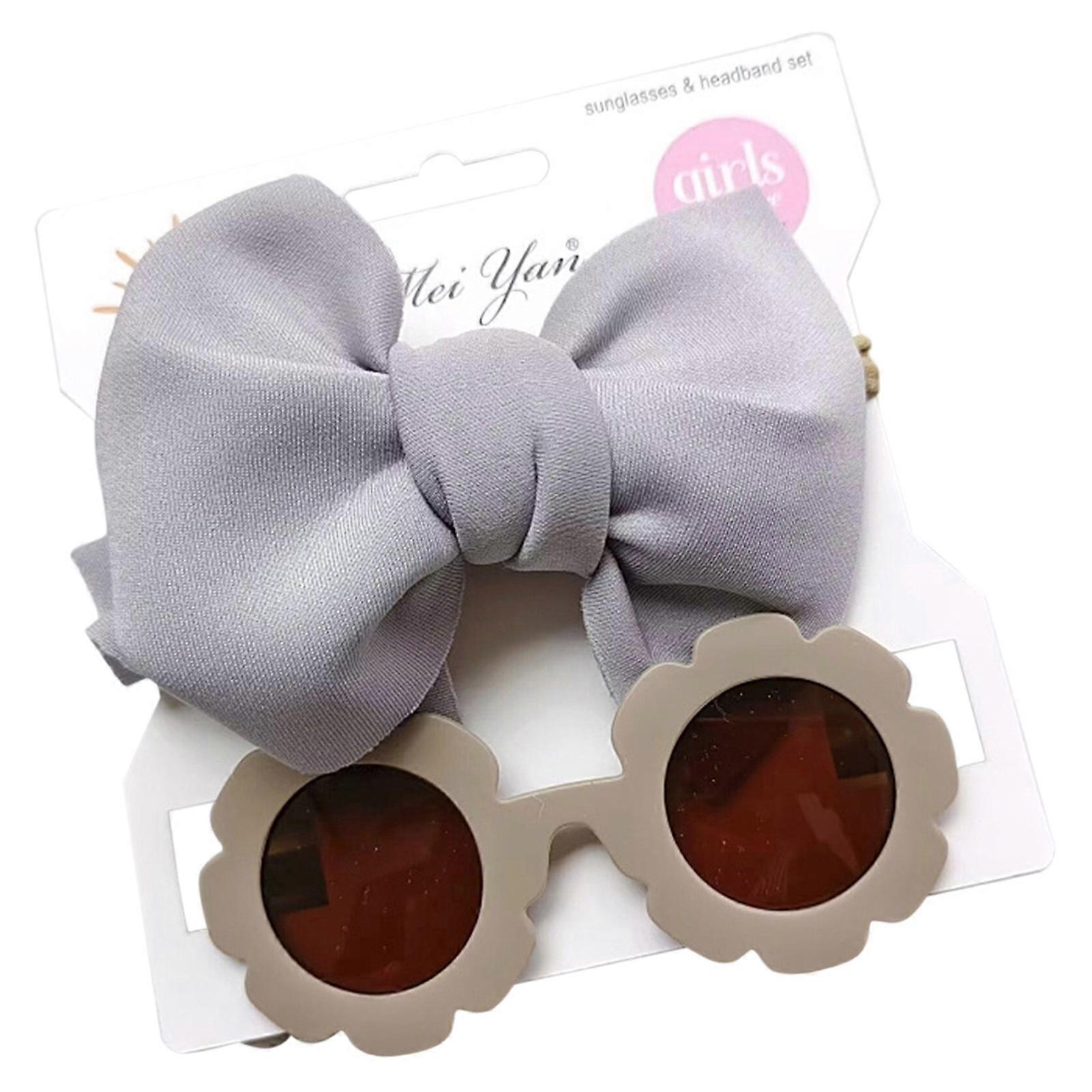 Baby Headbands Sunglasses Set Soft Elastic Baby Girl Bow Headbands with Shades Set for Newborns Infants Toddlers