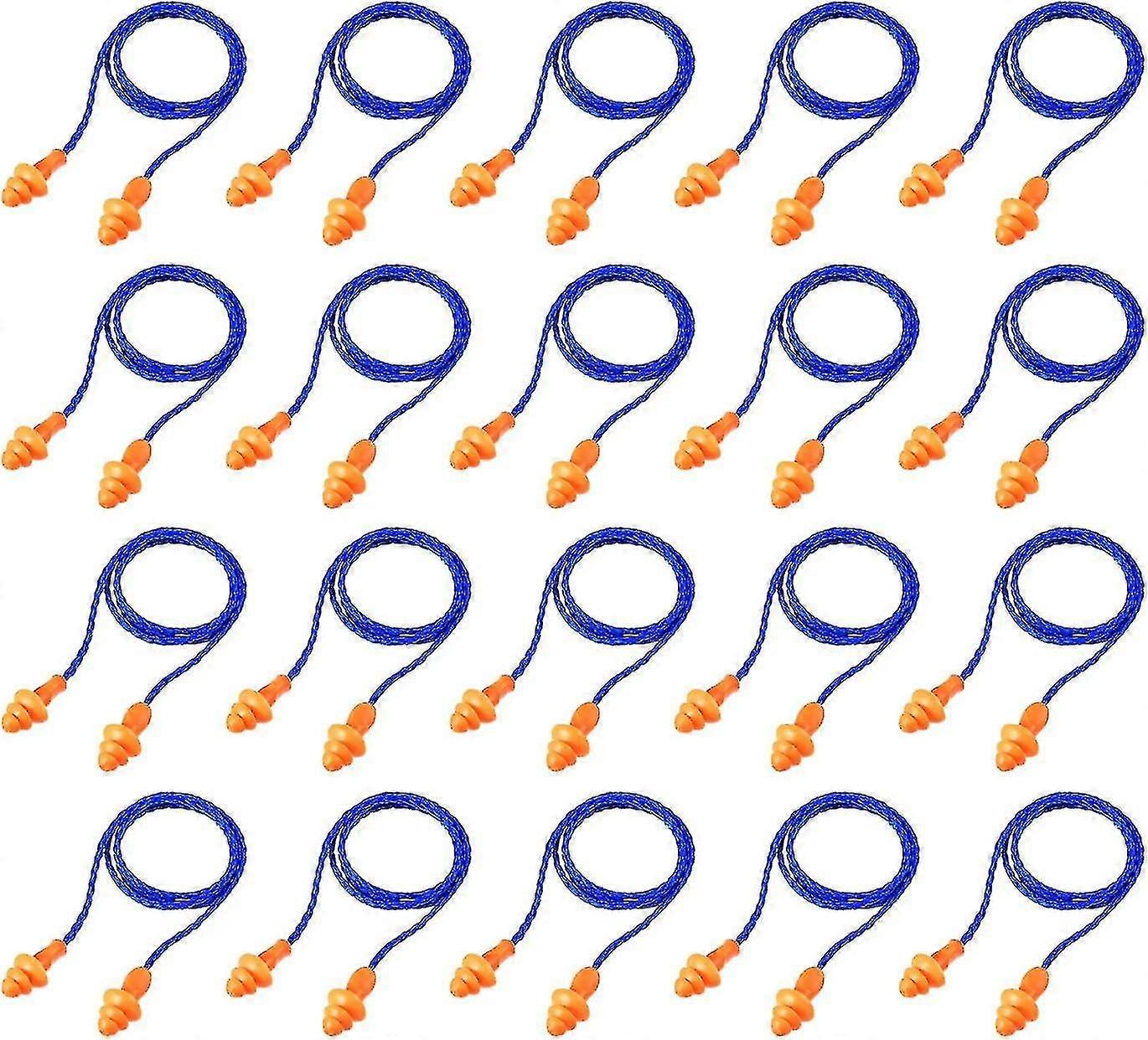 20 Pairs Corded Ear Plugs Reusable Silicone Earplugs with String Banded Ear Plug Sleep Noise Cancelling for Hearing Prot