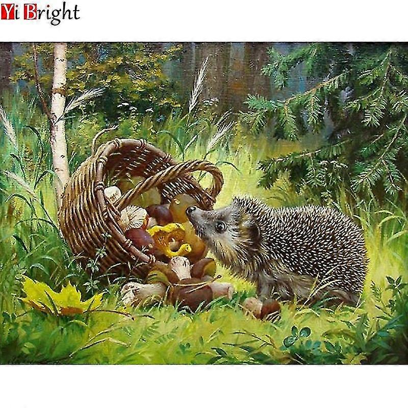 Täysi Dimond 100% Diy Timantti kirjonta Metsä Siili Sieni Kori Timantti Timantti maalaus Cross Stitch Square Pora Mosaiikki Koristelu