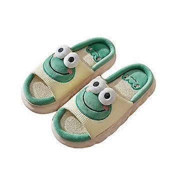 Pantoufles de grenouille mignonnes Pantoufles en coton doux pour les femmes Bande dessinée Semelle épaisse Grenouille Imprimer Curseurs Pantoufles d’hiver Animal Pantoufles à la maison Diapositives de linge, 44-45