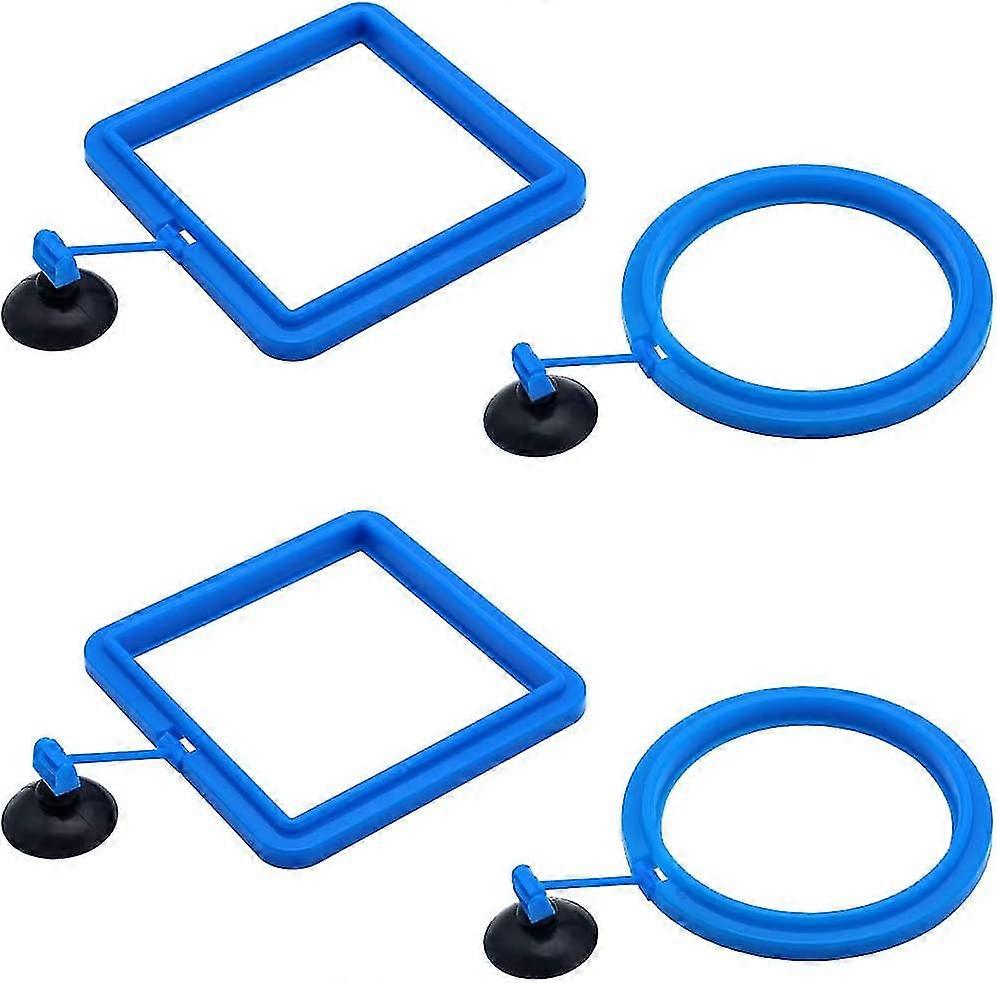 4pcs Aquarium Fish Feeder Feeding Ring Square Round Floating Food Circle