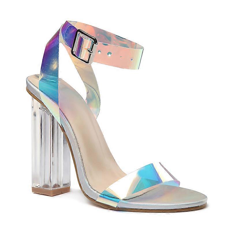 Women's Clear Heeled Sandals Ankle Strap