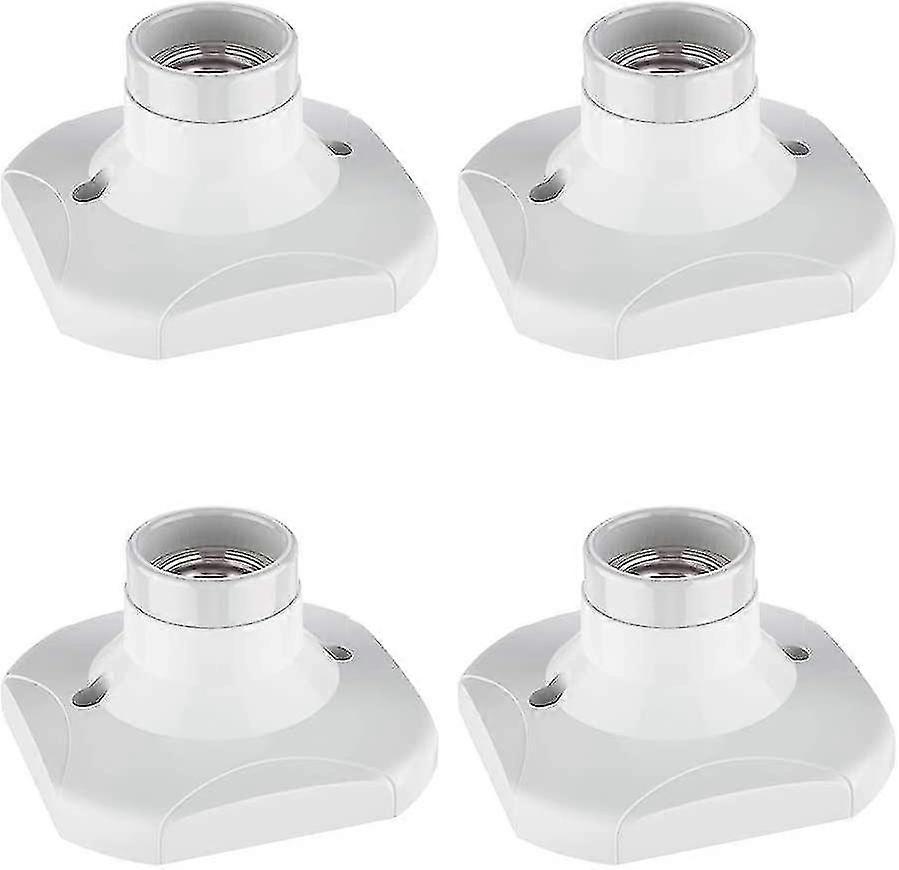 E27 Ceramic Bulb Socket, 4 Pcs E27 Lamp Socket Holder Base For Lamp Holder E27 Wall Socket, White