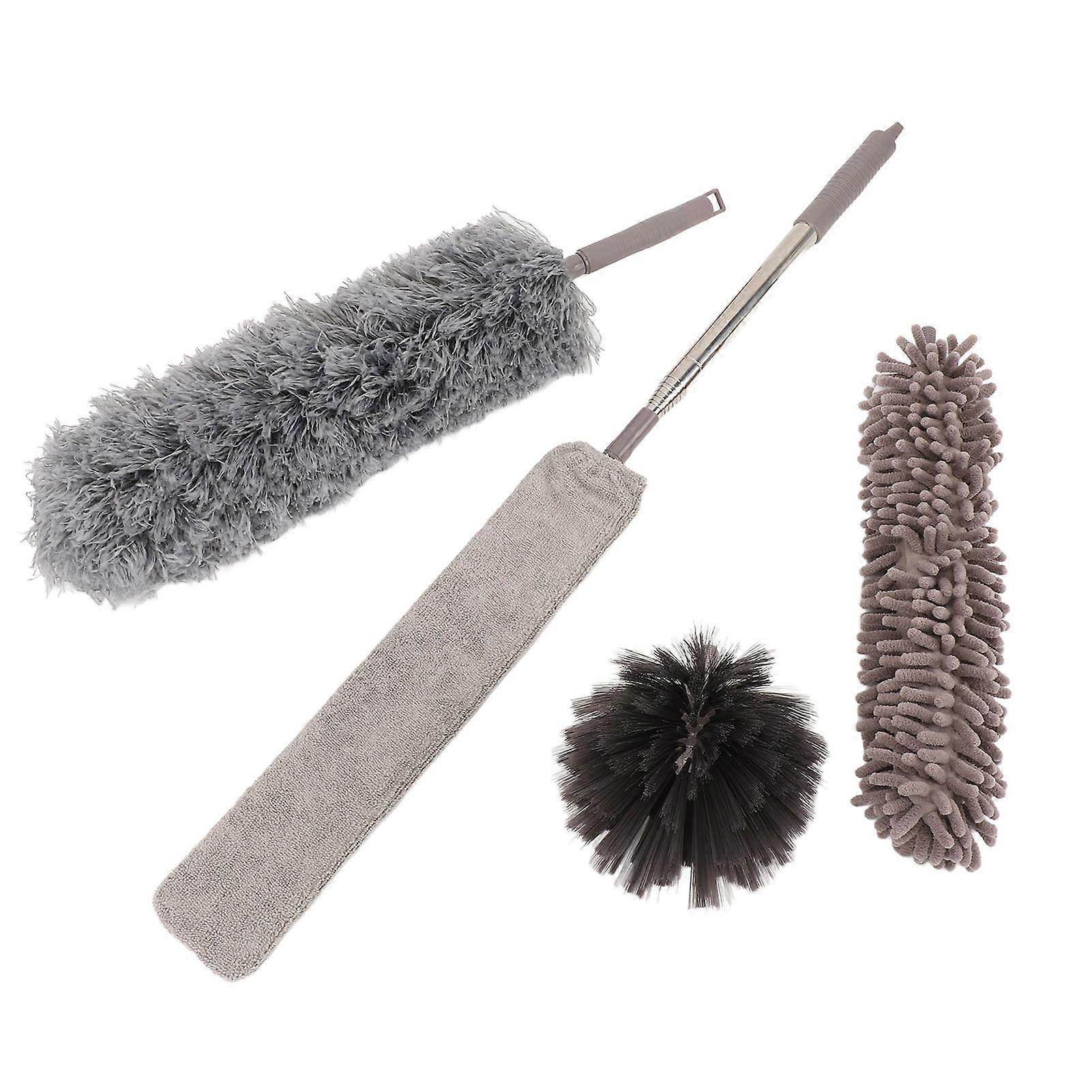 6Pcs 1 Set Microfiber Duster Telescopic Pole Washable Cobweb Duster Dusting Set for Ceiling Corner