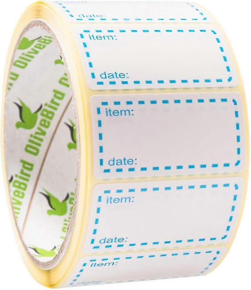 500 x מדבקות מקפיא על גליל, גודל 50x25 מ"מ, תוויות תאריכים כחול לבן למדבקת מזון