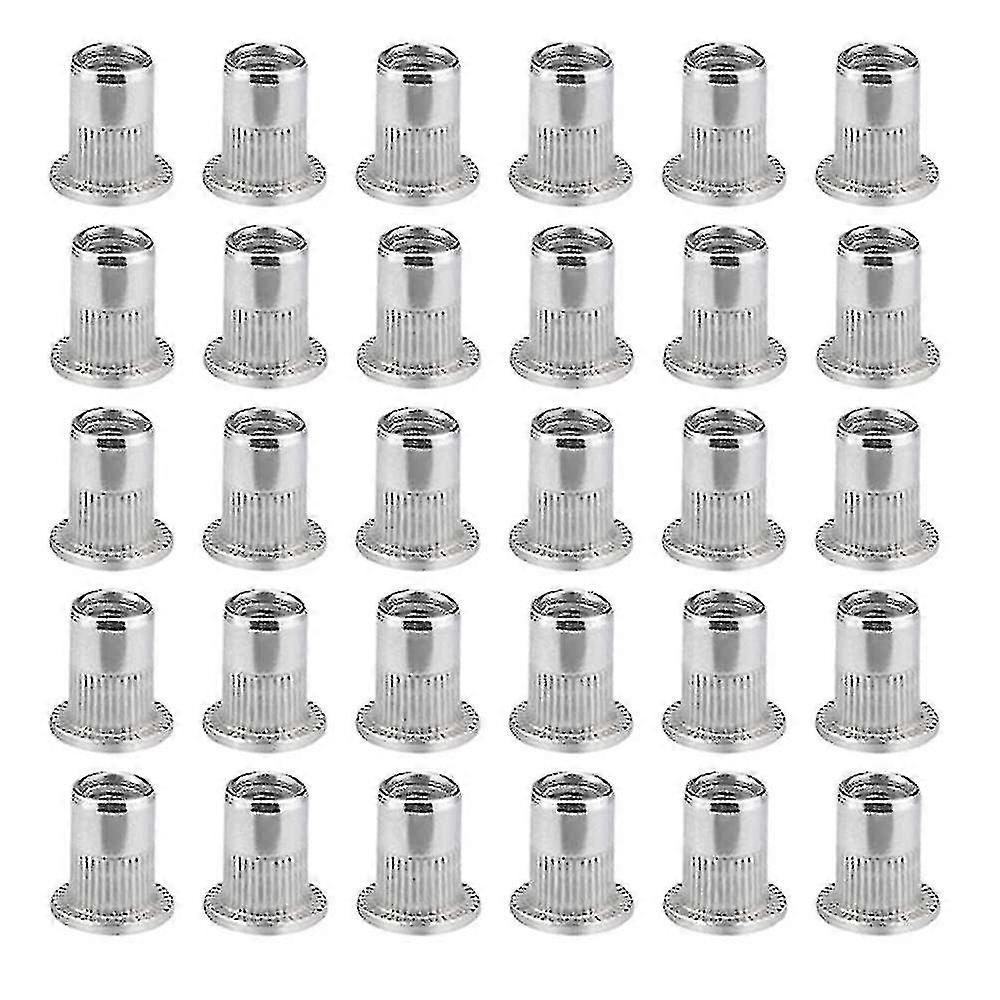 100 Pieces M6 Flat Head Rivet Nut Stainless Steel Rivet Nuts Flat Head Threaded Insert M6 Rivet Nut Nutsert Rivet Nut M6 Sturdy And Durable Suit